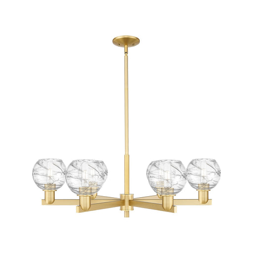 Innovations Athens Deco Swirl 35.625in 6-Light Chandelier | Industrial Satin Gold Steel and Clear Glass | Dining Room & | Model 716-6CR-SG-G1213-6CL