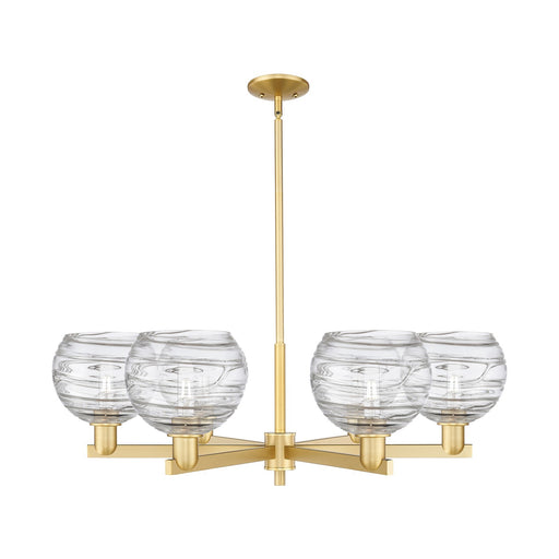 Innovations Athens Deco Swirl 38in 6-Light Chandelier | Industrial Satin Gold Steel and Clear Deco Swirl Glass | Kitchen | Model 716-6CR-SG-G1213-8CL