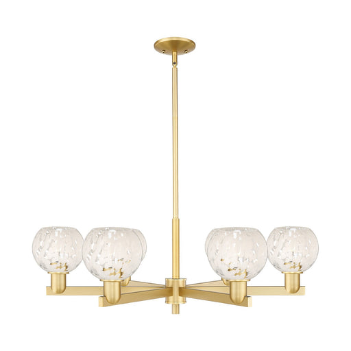 Innovations Lighting White Mouchette 36in 6-Light Chandelier | Industrial Satin Gold and White Mouchette Glass | Dining Room | Model 716-6CR-SG-G1216-6WM