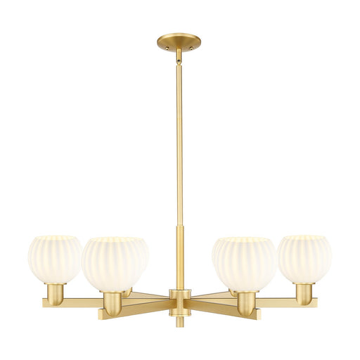 Innovations Lighting White Venetian 36in 6-Light Chandelier | Industrial Satin Gold Steel and White Venetian Glass | Kitchen | Model 716-6CR-SG-G1217-6WV