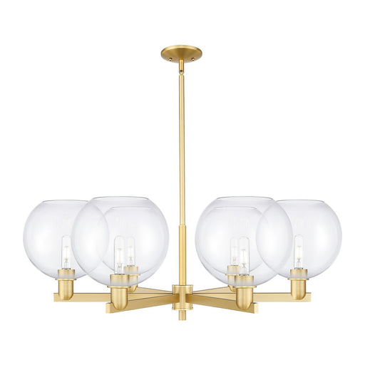 Innovations Athens 40in 6-Light Chandelier | Industrial Satin Gold Steel and Clear Glass | Dining Room & Living Room | Model 716-6CR-SG-G122-10