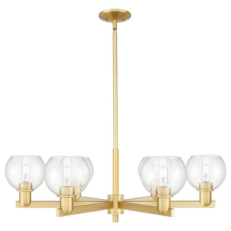 Innovations Athens 36in 6-Light Chandelier | Industrial Satin Gold Steel and Clear Glass | Dining Room & Living Room | Model 716-6CR-SG-G122-6
