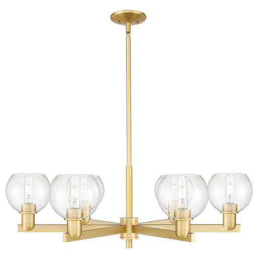 Innovations Athens 36in 6-Light Chandelier | Industrial Satin Gold Steel and Clear Glass | Dining Room & Living Room | Model 716-6CR-SG-G122-6