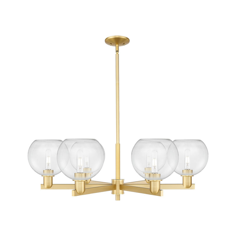 Innovations Athens 38in 6-Light Chandelier | Industrial Satin Gold Steel and Clear Glass | Dining Room & Living Room | Model 716-6CR-SG-G122-8