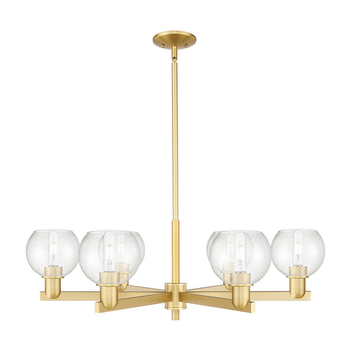 Innovations Athens 36in 6-Light Chandelier | Industrial Satin Gold and Seedy Glass | Dining Room & Living Room | Model 716-6CR-SG-G124-6