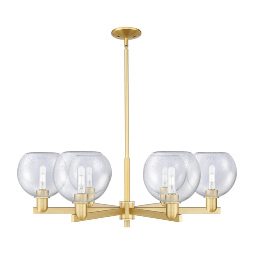 Innovations Athens 38in 6-Light Chandelier | Industrial Satin Gold Steel and Seedy Glass | Dining Room & Living Room | Model 716-6CR-SG-G124-8