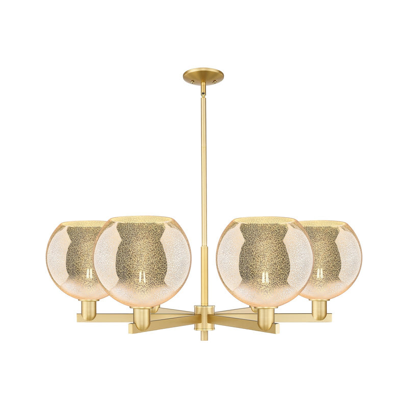 Innovations Athens 40in 6-Light Chandelier | Industrial Satin Gold Steel and Mercury Glass | Dining Room & Living Room | Model 716-6CR-SG-G128-10