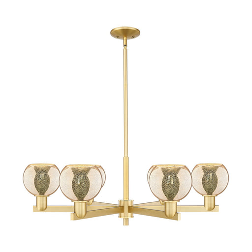Innovations Athens 36in 6-Light Chandelier | Industrial Satin Gold and Mercury Glass | Dining Room & Living Room | Model 716-6CR-SG-G128-6