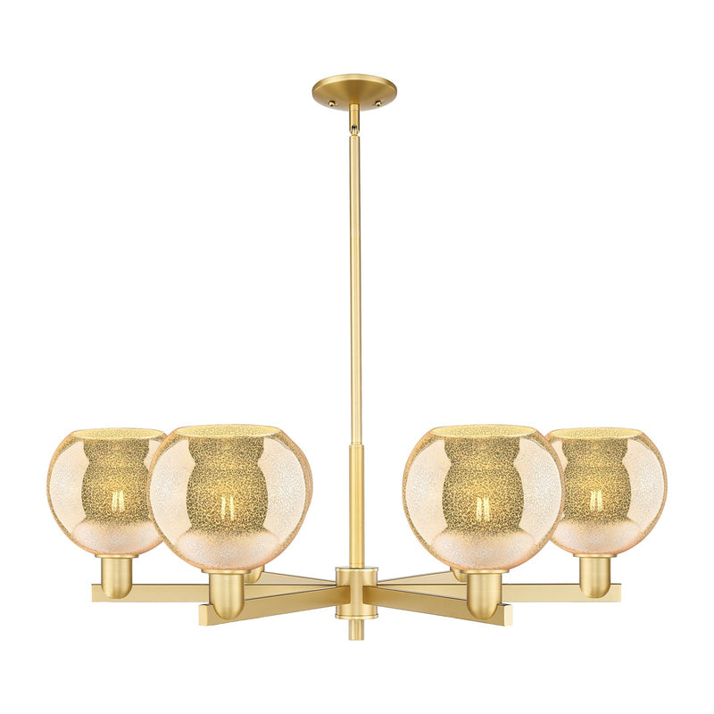 Innovations Athens 38in 6-Light Chandelier | Industrial Satin Gold Steel and Mercury Glass | Dining Room & Living Room | Model 716-6CR-SG-G128-8