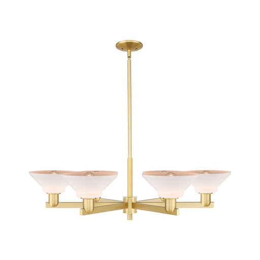 Innovations Orwell 38in 6-Light Chandelier | Industrial Satin Gold Steel and Matte White Glass | Kitchen Island & Dining Room | Model 716-6CR-SG-G131