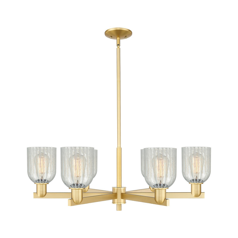 Innovations Caledonia 35in 6-Light Chandelier | Industrial Satin Gold Steel and Mouchette Glass | Dining Room & Living Room | Model 716-6CR-SG-G2511