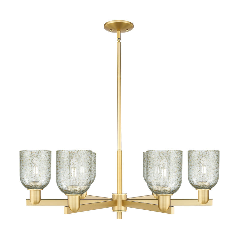 Innovations Caledonia 35in 6-Light Chandelier | Industrial Satin Gold and Mica Glass | Dining Room & Living Room | Model 716-6CR-SG-G259