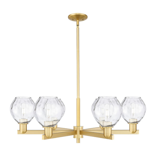 Innovations Waverly 36in 6-Light Chandelier | Industrial Satin Gold and Clear Glass | Kitchen Island & Dining Room | Model 716-6CR-SG-G362