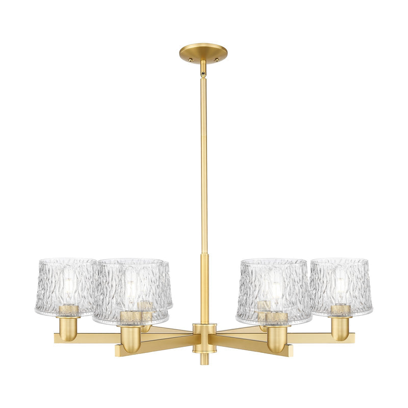 Innovations Niagara 36in 6-Light Chandelier | Industrial Satin Gold Steel and Clear Glass | Dining Room & Living Room | Model 716-6CR-SG-G402