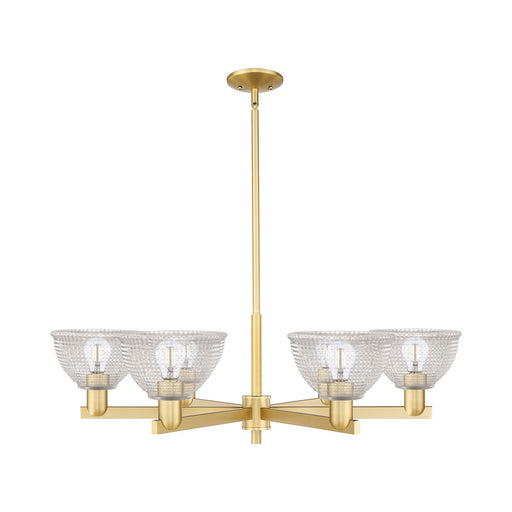 Innovations Arietta 38in 6-Light Chandelier | Industrial Satin Gold Steel and Clear Glass | Dining Room & Living Room | Model 716-6CR-SG-G422