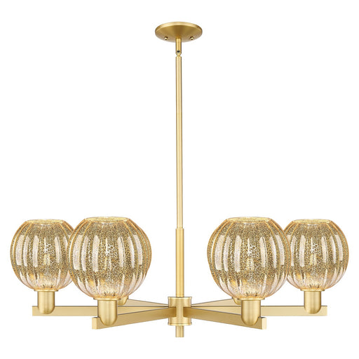 Innovations Preston Globe 37in 6-Light Chandelier | Industrial Satin Gold Steel and Mercury Glass | Dining Room & Living Room | Model 716-6CR-SG-G458-7ME