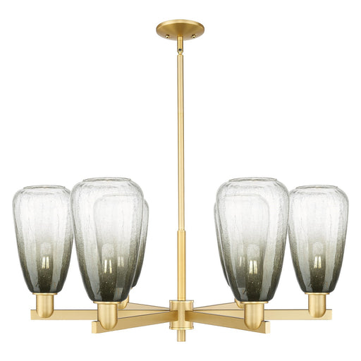 Innovations Brookhaven Almond 35.75in 6-Light Chandelier | Industrial Satin Gold Steel and Slate Glass | Dining Room & Living | Model 716-6CR-SG-G480-6SL