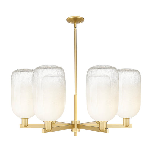 Innovations Brookhaven Cloche 37in 6-Light Chandelier | Industrial Satin Gold Steel and Opal Glass | Dining Room & Living Room | Model 716-6CR-SG-G482-7OP