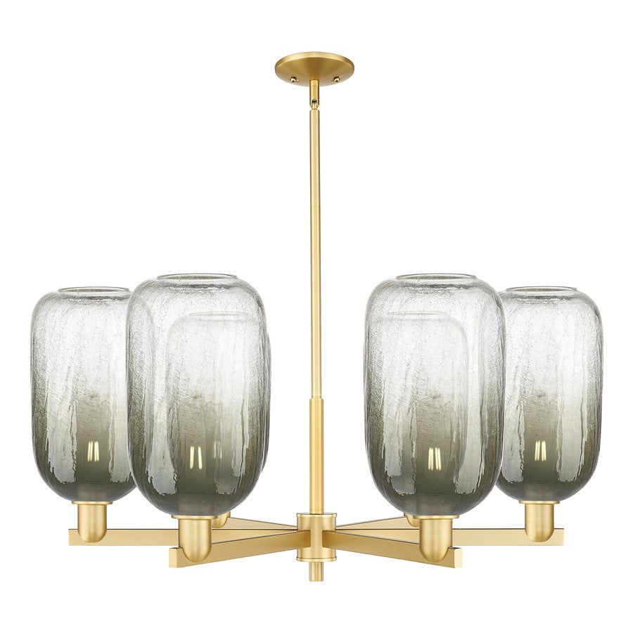 Innovations BH Cloche 6Lt 24" Stem Chandelier, GD/Slate - 716-6CR-SG-G482-7SL