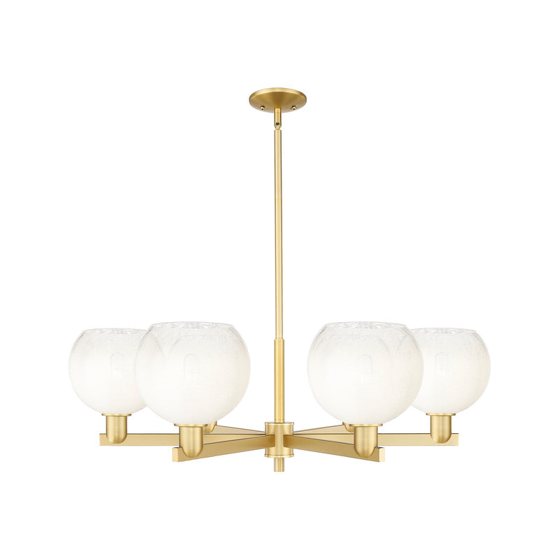 Innovations Brookhaven Globe 38in 6-Light Chandelier | Industrial Satin Gold Steel and Opal Glass | Dining Room & Living Room | Model 716-6CR-SG-G483-8OP