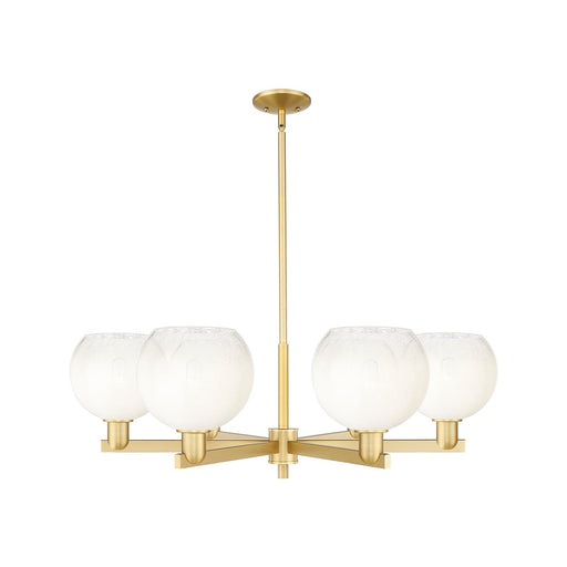 Innovations Brookhaven Globe 38in 6-Light Chandelier | Industrial Satin Gold Steel and Opal Glass | Dining Room & Living Room | Model 716-6CR-SG-G483-8OP