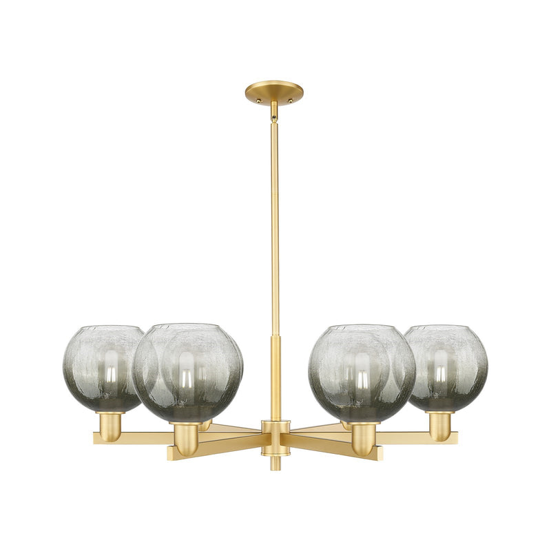 Innovations Brookhaven Globe 38in 6-Light Chandelier | Industrial Satin Gold Steel and Slate Glass | Dining Room & Living Room | Model 716-6CR-SG-G483-8SL