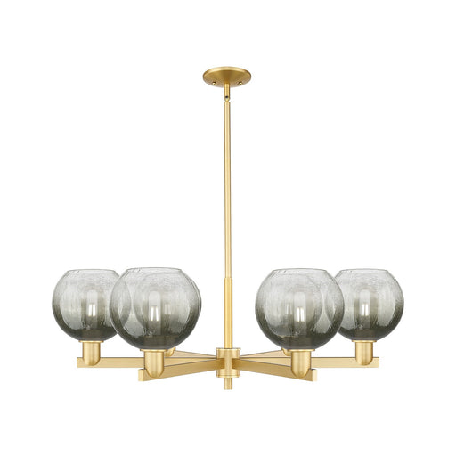 Innovations Brookhaven Globe 38in 6-Light Chandelier | Industrial Satin Gold Steel and Slate Glass | Dining Room & Living Room | Model 716-6CR-SG-G483-8SL
