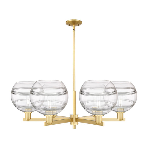 Innovations Rochester 40in 6-Light Chandelier | Industrial Satin Gold Steel and Clear Glass | Living & Dining Room | Model 716-6CR-SG-G556-10CL