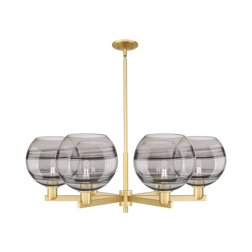 Innovations Rochester 40in 6-Light Chandelier | Industrial Satin Gold Steel and Light Smoke Glass | Dining Room & Living Room | Model 716-6CR-SG-G556-10SM