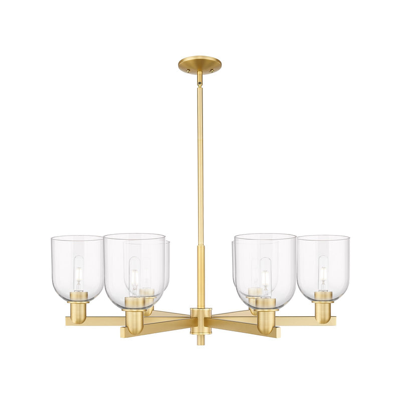 Innovations Bella 35in 6-Light Chandelier | Industrial Satin Gold and Clear Glass | Dining Room & Living Room | Model 716-6CR-SG-G558-6CL