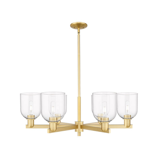 Innovations Bella 35in 6-Light Chandelier | Industrial Satin Gold and Clear Glass | Dining Room & Living Room | Model 716-6CR-SG-G558-6CL