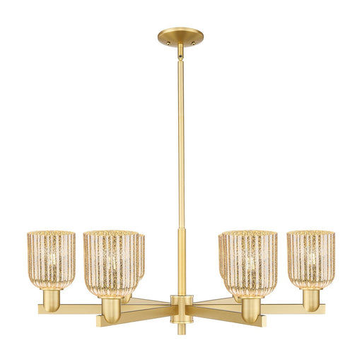 Innovations Bridal Veil 35in 6-Light Chandelier | Industrial Satin Gold Steel and Mercury Ribbed Glass | Dining Room & Living | Model 716-6CR-SG-G559-5ME