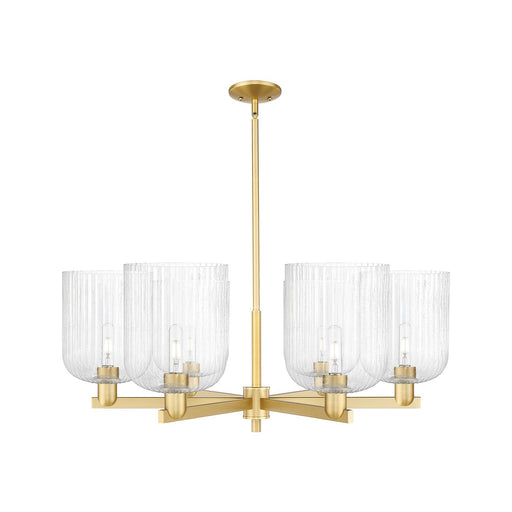 Innovations Bridal Veil 38in 6-Light Chandelier | Industrial Satin Gold Steel and Seedy Glass | Dining Room & Living Room | Model 716-6CR-SG-G559-8SDY