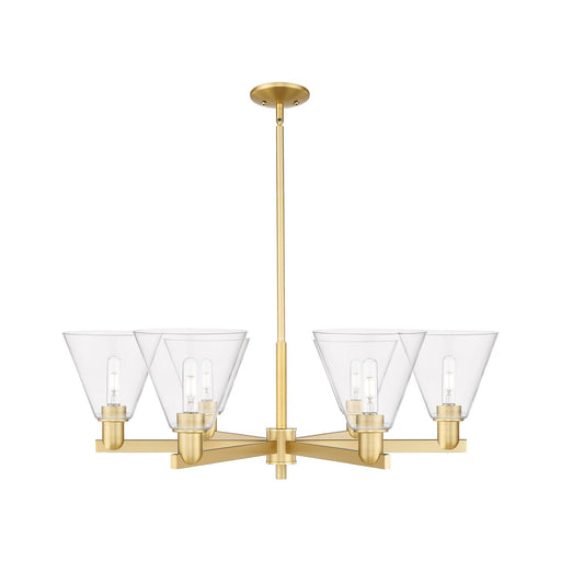 Innovations Berkshire Glass 38in 6-Light Chandelier | Industrial Satin Gold Steel and Clear Glass | Dining Room & Living Room | Model 716-6CR-SG-GBC-82