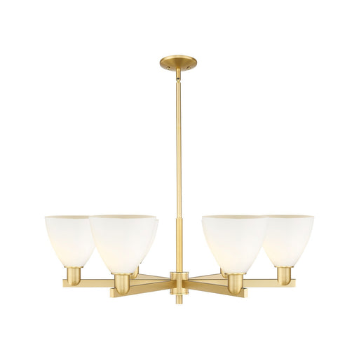Innovations Bristol 37in 6-Light Chandelier | Industrial Satin Gold and Matte White Glass | Dining Room & Living Room | Model 716-6CR-SG-GBD-751