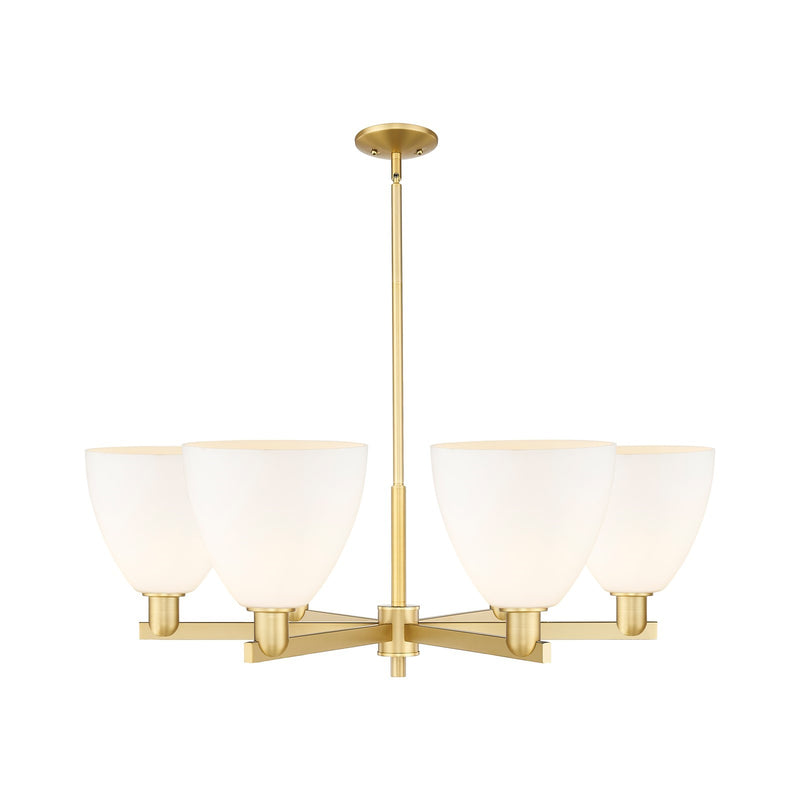 Innovations Bristol 39in 6-Light Chandelier | Industrial Satin Gold and Matte White Glass | Dining Room & Living Room | Model 716-6CR-SG-GBD-91