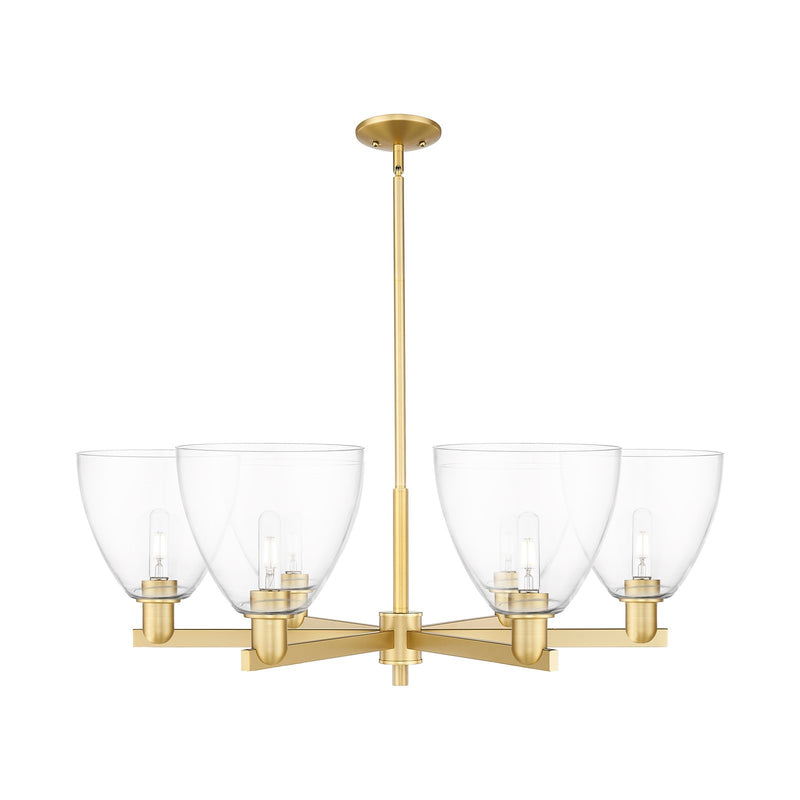Innovations Bristol 39in 6-Light Chandelier | Industrial Satin Gold Steel and Clear Glass | Dining Room & Living Room | Model 716-6CR-SG-GBD-92