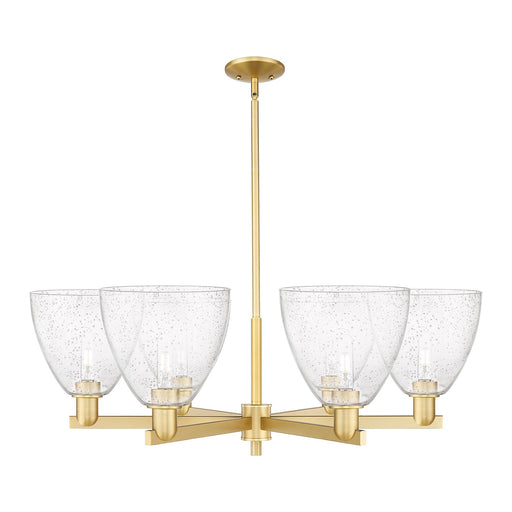 Innovations Bristol 39in 6-Light Chandelier | Industrial Satin Gold Steel and Seedy Glass | Dining Room & Living Room | Model 716-6CR-SG-GBD-94