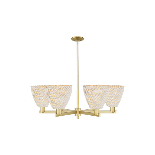 Innovations Bristol Natural 39in 6-Light Chandelier | Industrial Satin Gold Steel and Natural Fiber Dome Shades | Dining Room | Model 716-6CR-SG-NBD-9-NAT