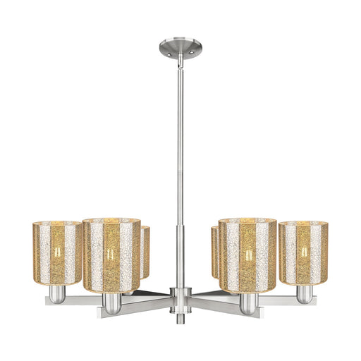 Innovations Cobbleskill 35in 6-Light Chandelier | Industrial Satin Nickel Steel and Mercury Glass | Dining Room & Living Room | Model 716-6CR-SN-G116