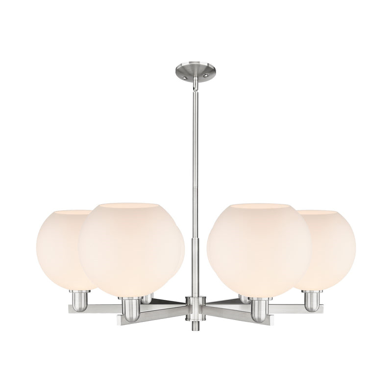 Innovations Athens 40in 6-Light Chandelier | Industrial Satin Nickel Steel and Matte White Glass | Dining Room & Living Room | Model 716-6CR-SN-G121-10