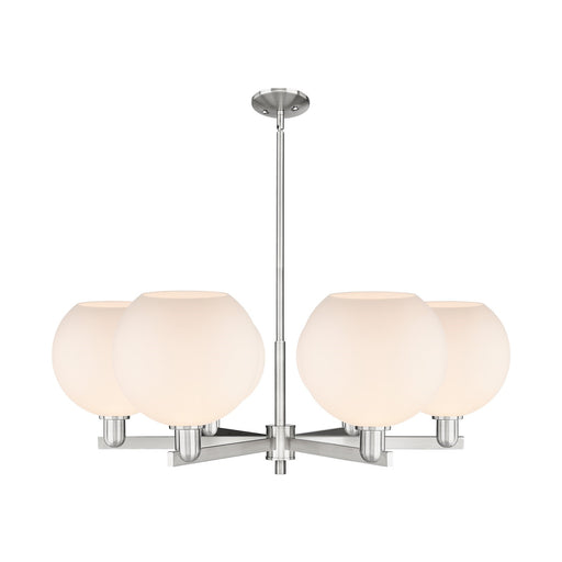 Innovations Athens 40in 6-Light Chandelier | Industrial Satin Nickel Steel and Matte White Glass | Dining Room & Living Room | Model 716-6CR-SN-G121-10