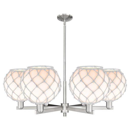 Innovations Farmhouse Rope 40in 6-Light Chandelier | Industrial Satin Nickel Steel and White Glass with Rope | Kitchen Island | Model 716-6CR-SN-G121-10RW