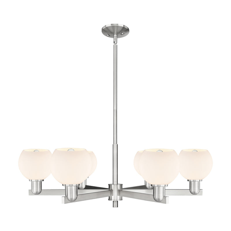 Innovations Athens 36in 6-Light Chandelier | Industrial Satin Nickel and Matte White Glass | Dining Room & Living Room | Model 716-6CR-SN-G121-6
