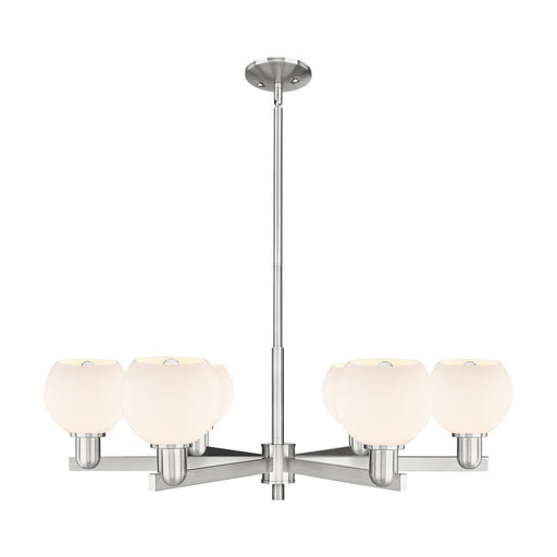 Innovations Athens 36in 6-Light Chandelier | Industrial Satin Nickel and Matte White Glass | Dining Room & Living Room | Model 716-6CR-SN-G121-6