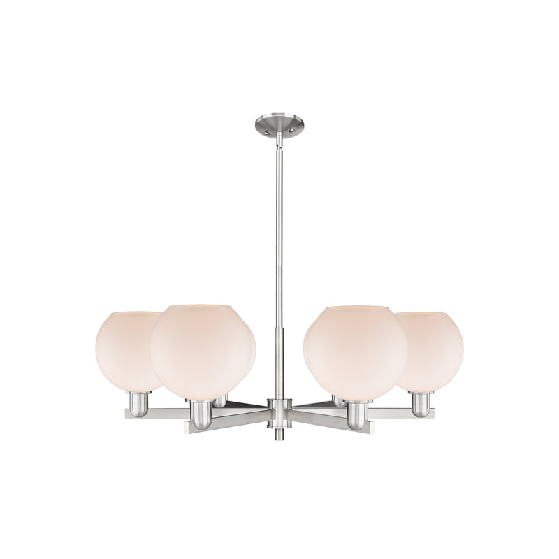 Innovations Athens 38in 6-Light Chandelier | Industrial Satin Nickel and Matte White Glass | Living Room & Dining Room | Model 716-6CR-SN-G121-8