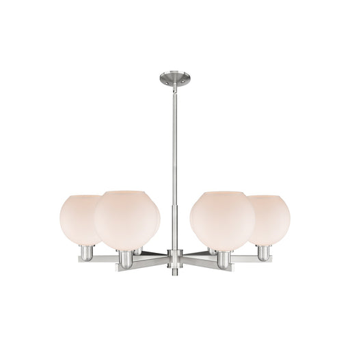 Innovations Athens 38in 6-Light Chandelier | Industrial Satin Nickel and Matte White Glass | Living Room & Dining Room | Model 716-6CR-SN-G121-8