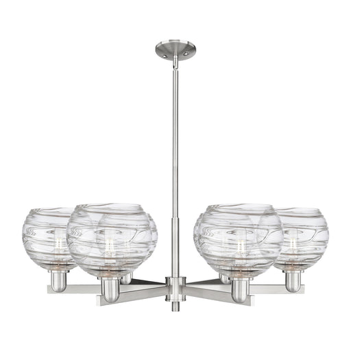 Innovations Athens Deco Swirl 38in 6-Light Chandelier | Industrial Satin Nickel Steel and Clear Glass | Dining Room & Living | Model 716-6CR-SN-G1213-8CL