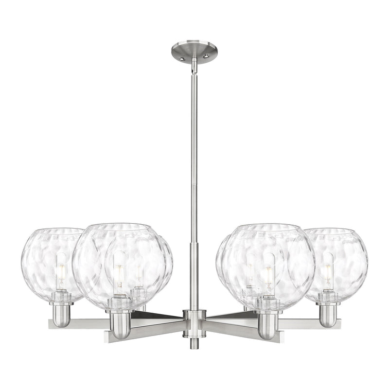 Innovations Athens 38in 6-Light Chandelier | Industrial Satin Nickel Steel and Clear Water Glass | Kitchen Island & Dining Room | Model 716-6CR-SN-G1215-8