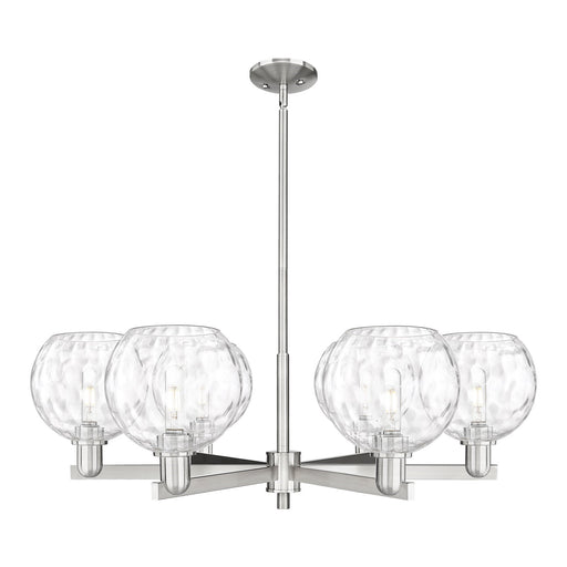 Innovations Athens 38in 6-Light Chandelier | Industrial Satin Nickel Steel and Clear Water Glass | Kitchen Island & Dining Room | Model 716-6CR-SN-G1215-8